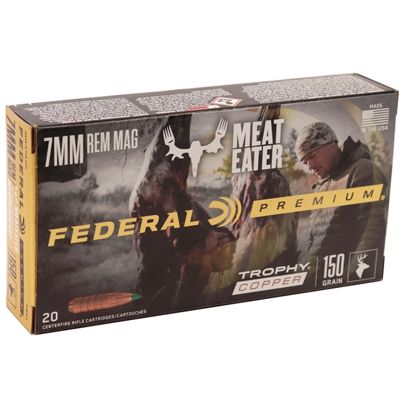 Federal Premium Meat Eater 7mm Remington Magnum 150 Grain Trophy Copper Tipped Boat Tail Lead-Free