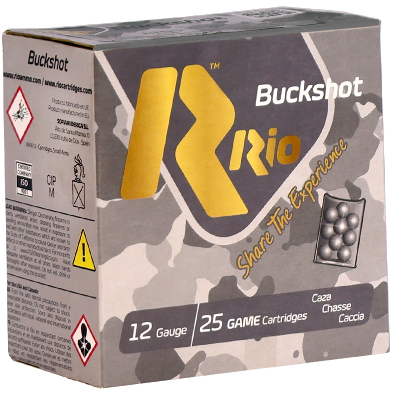 Rio 12 Gauge Ammo 2 3/4 4 Buckshot 21 Pellets - RB122125