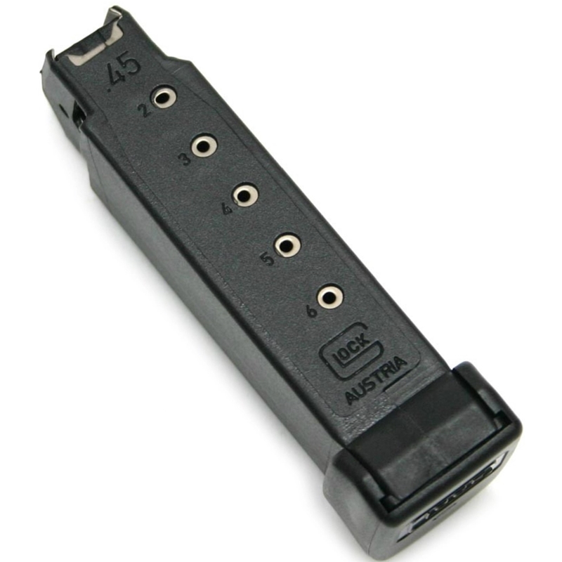 Glock 36 .45 ACP 6 Rounds Factory Magazine in Black Polymer 