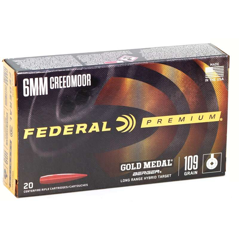 Gold Medal Berger 6mm Creedmoor Ammo 109 Grain Long Range Hybrid Target