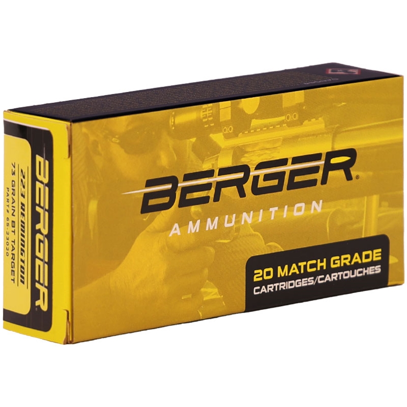 Berger Match Grade 223 Ammo 73 Grain Hollow Point Boat Tail 