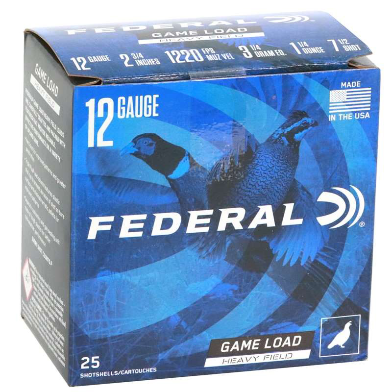 Federal Game-Shok Heavy Field 12 Gauge Ammo 2-3/4 1-1/4oz  #7.5 Shot 250 Rounds 