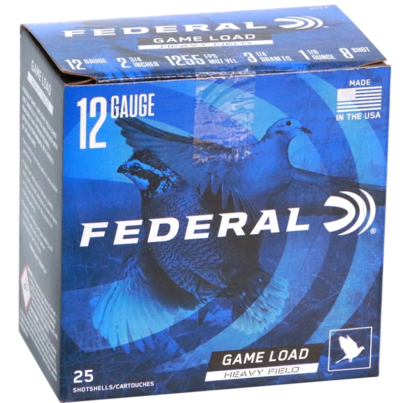 Federal Game Load Heavy Field 12 Gauge Ammo 2-3/4 1-1/8oz #8 Shot 250 Rounds
