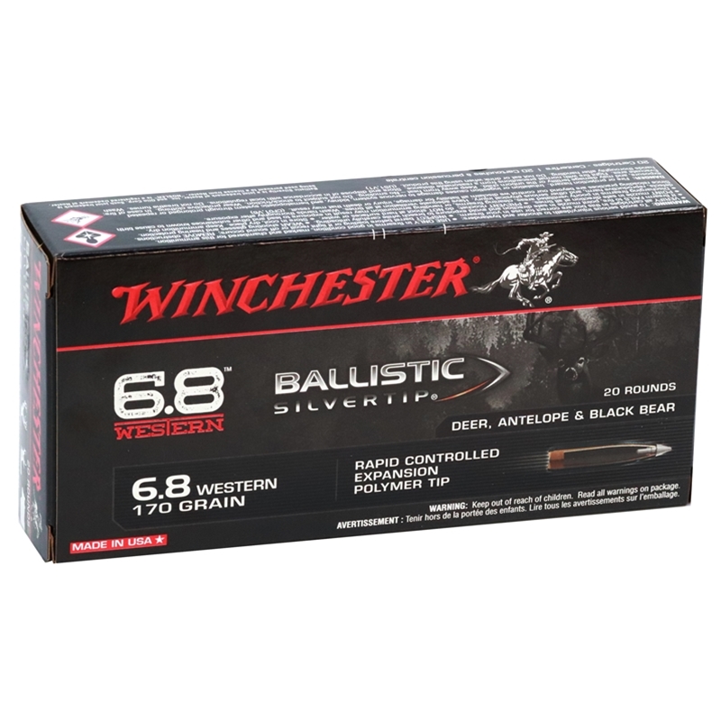 Winchester Ballistic Silvertip 6.8 Western Ammo 170 Grain Rapid Controlled Expansion
