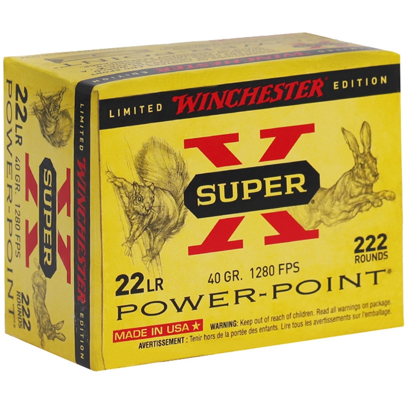Winchester Super-X 22 Long Rifle Ammunition 40 Grain Power-Point Plated Hollow Point - X22LRPPB