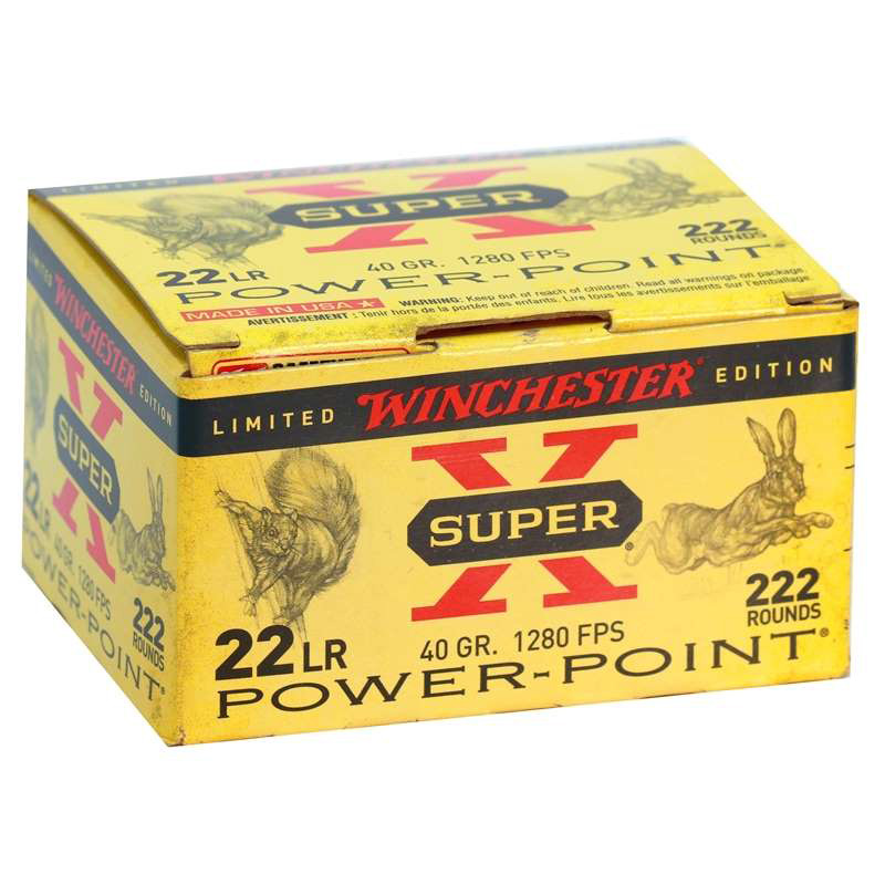 Winchester Super-X High Velocity 22 Long Rifle 40 Grain Power-Point Plated Lead HP