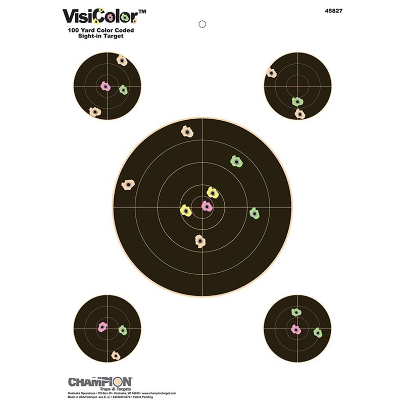 Champion Targets  VisiColor Sight-In 5-Bullseye Hanging Paper Target 13