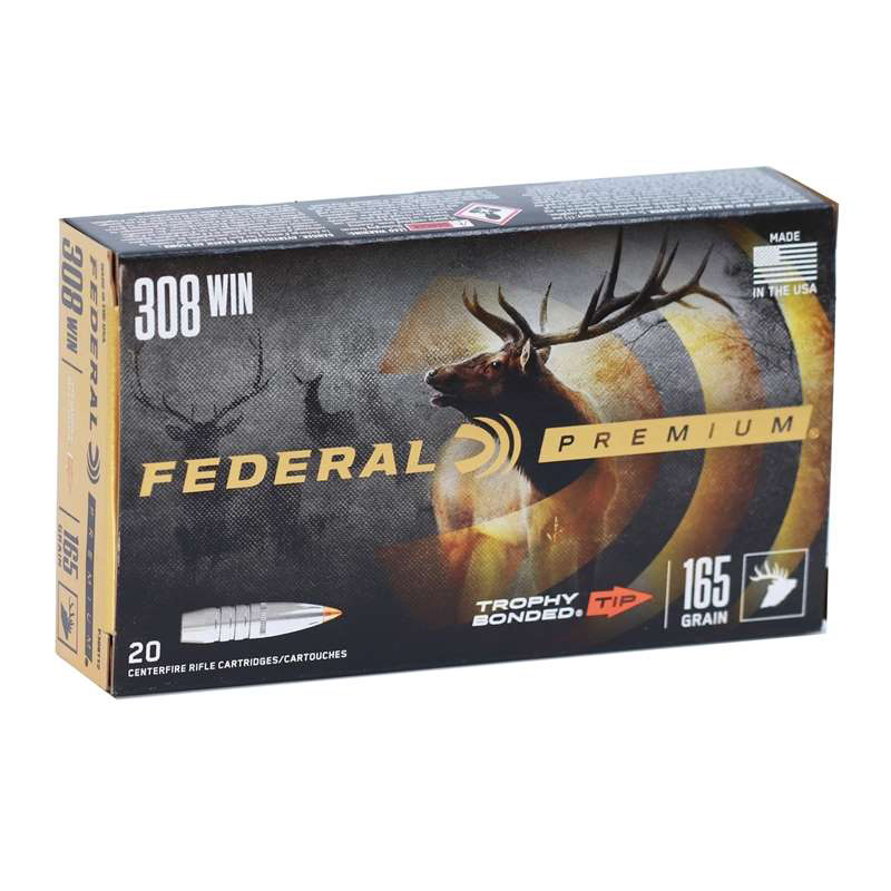 Federal Premium 308 Winchester Ammo 165 Grain Trophy Bonded Tip