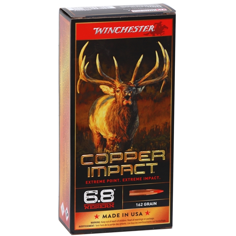 Winchester Copper Impact 6.8 Western Ammo 162 Grain Copper Extreme Point Polymer Tip Lead-Free