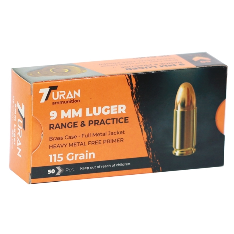 Turan Range And Practice 9mm Luger Ammo 115 Grain Full Metal Jacket  