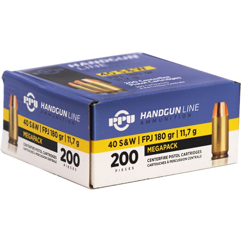 Prvi Partizan 40 S&W  Ammo 180 Grain Flat Point Jacket 200 Rounds Box