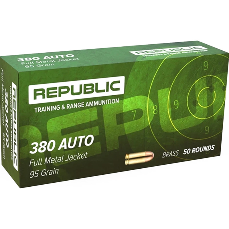 New Republic Training and Range 380 ACP Ammunition 95 Grain Full Metal Jacket - RTR380BR
