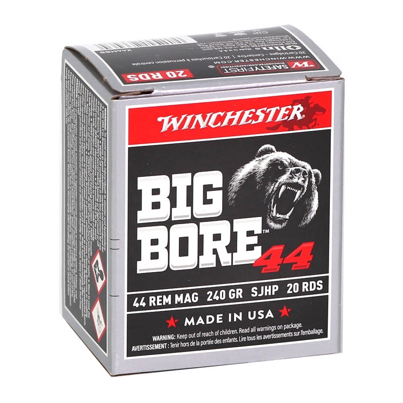 Winchester Big Bore 44 Remington Magnum Ammo 240 Grain Semi -Jacketed Hollow Point