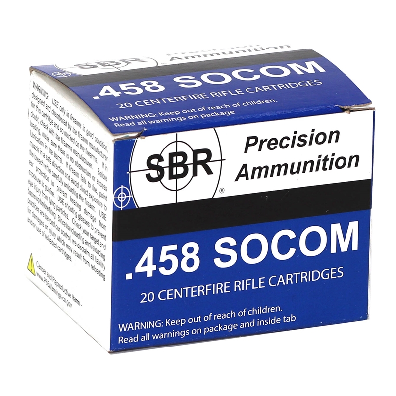 SBR Precision 458 SOCOM Ammo 300 Grain Solid Copper 
