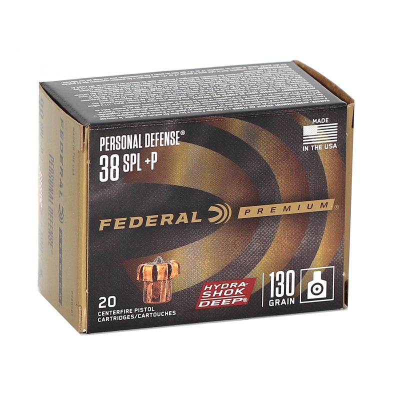 Federal Personal Defense 38 Special Ammo 130 Grain +P Hydra-Shok Jacketed Hollow Point