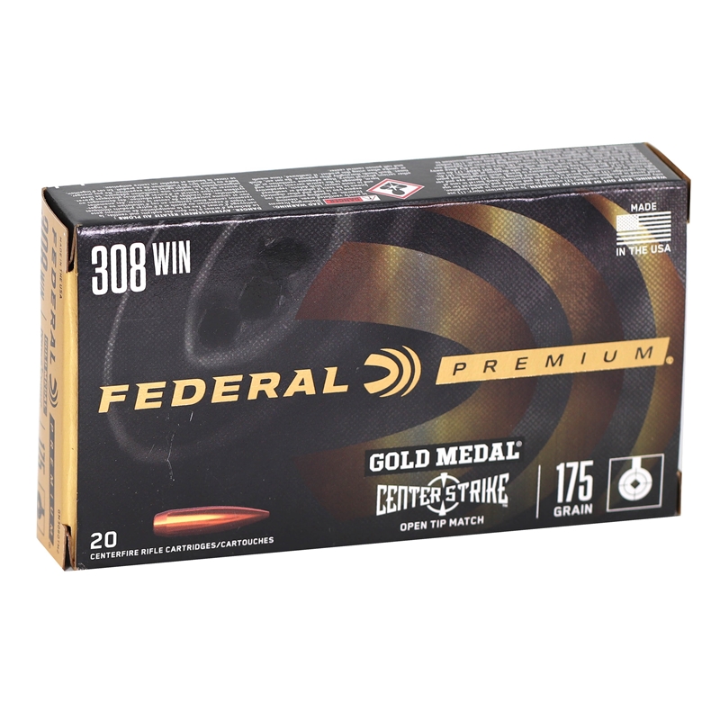 Federal Gold Medal 308 Winchester Ammo 175 Grain Open Tip Match