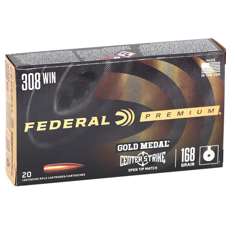 Federal Premium Gold Medal 308 Winchester Ammo 168 Grain Open Tip Match