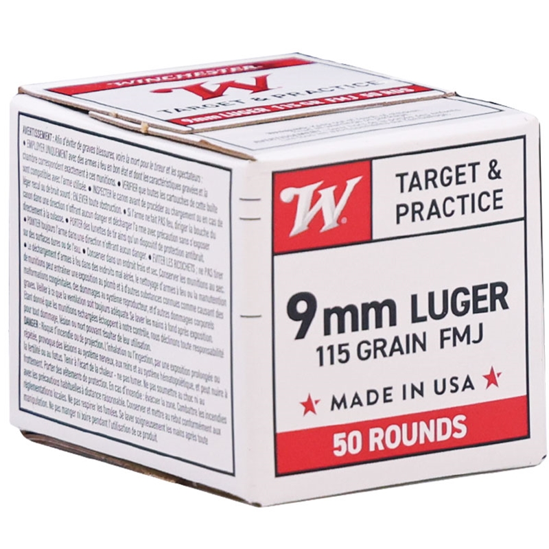 Winchester USA 9mm Ammo 115 Grain Full Metal Jacket - W9MM50
