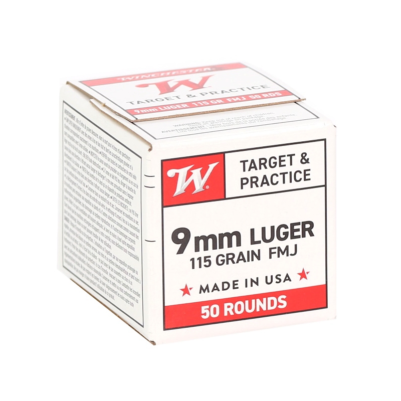 Winchester USA 9mm Luger Ammo 115 Grain Full Metal Jacket 