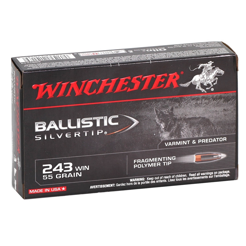 Winchester Ballistic Silvertip 243 Winchester Ammo 55 Grain Polyer Tip