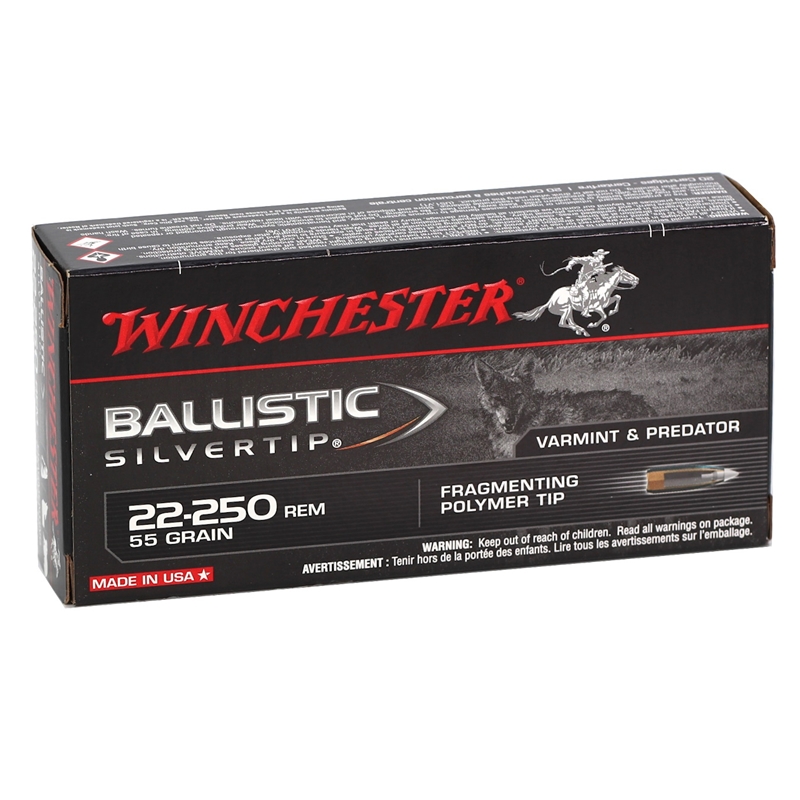 Winchester Ballistic Silvertip 22-250 Remington Ammo 55 Grain Polymer Tip
