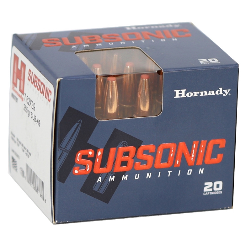 Hornady Subsonic 7.62x39mm Ammo 255 Grain SUB-X Flexible Polymer Tip 
