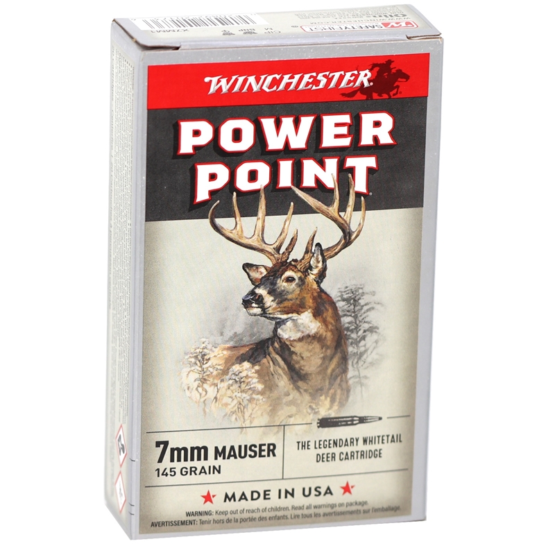 Winchester Power Point 7mm Mauser Ammo 145 Grain Pointed Soft Point