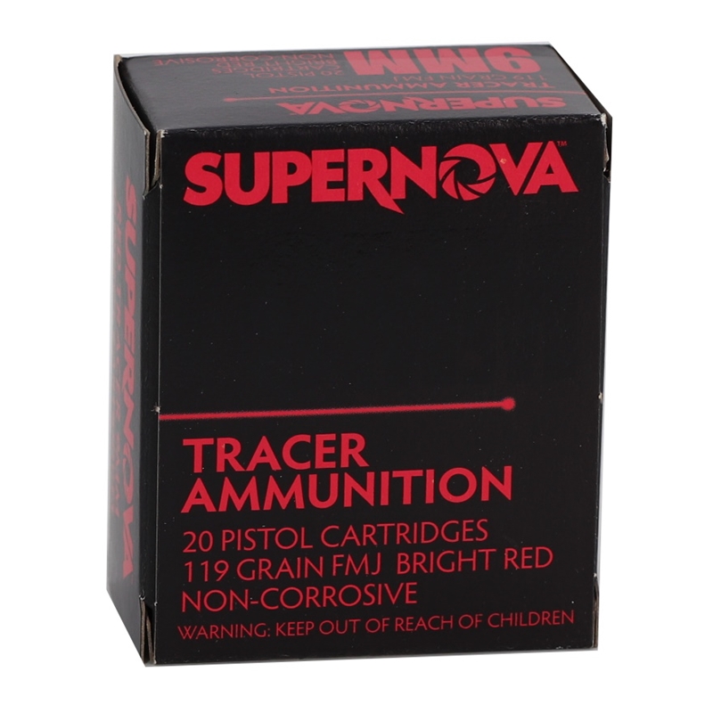 Supernova 9mm Red Tracer Ammo 119 Grain Full Metal Jacket 