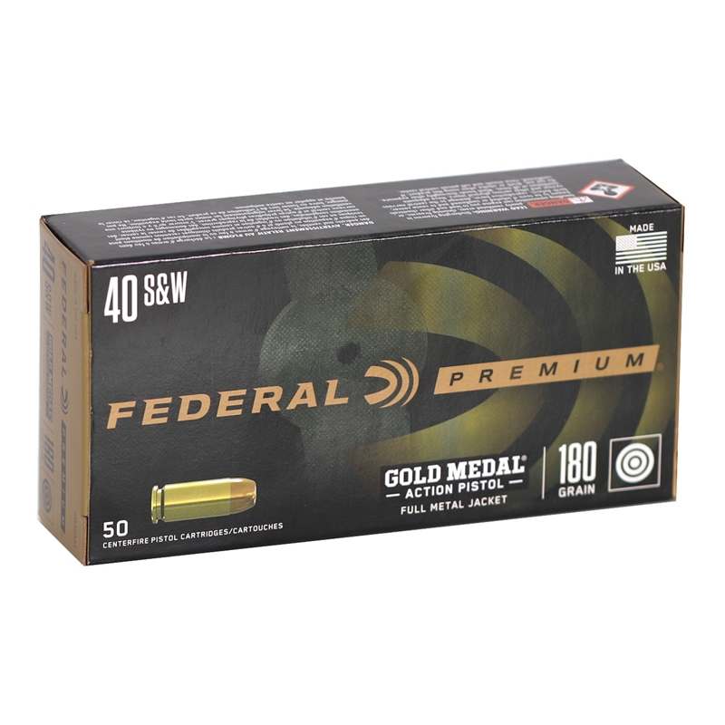 Federal Premium Action Pistol 40 S&W Ammo 180 Grain Full Metal Jacket 