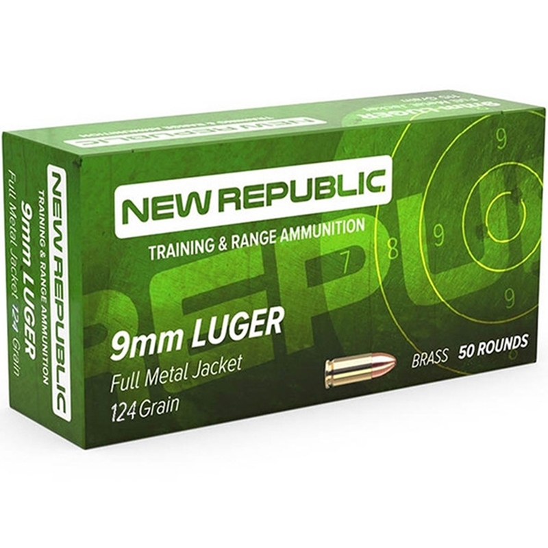 New Republic Training and Range 9mm Luger Ammunition 124 Grain Full Metal Jacket - NRTR9BR124