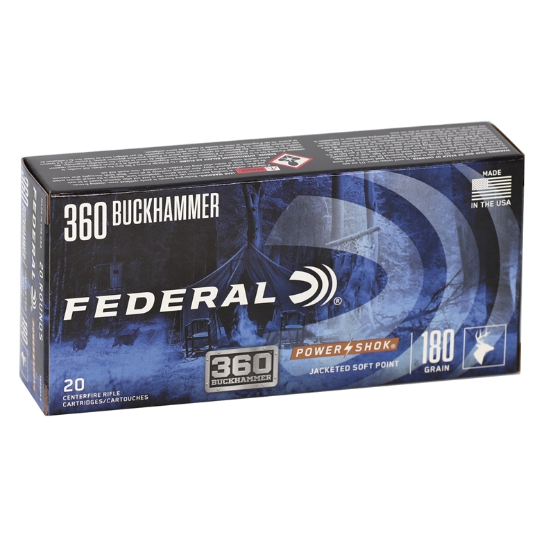 Federal Premium Power-Shok 360 Buckhammer Ammo 180 Grain Jacketed Soft Point