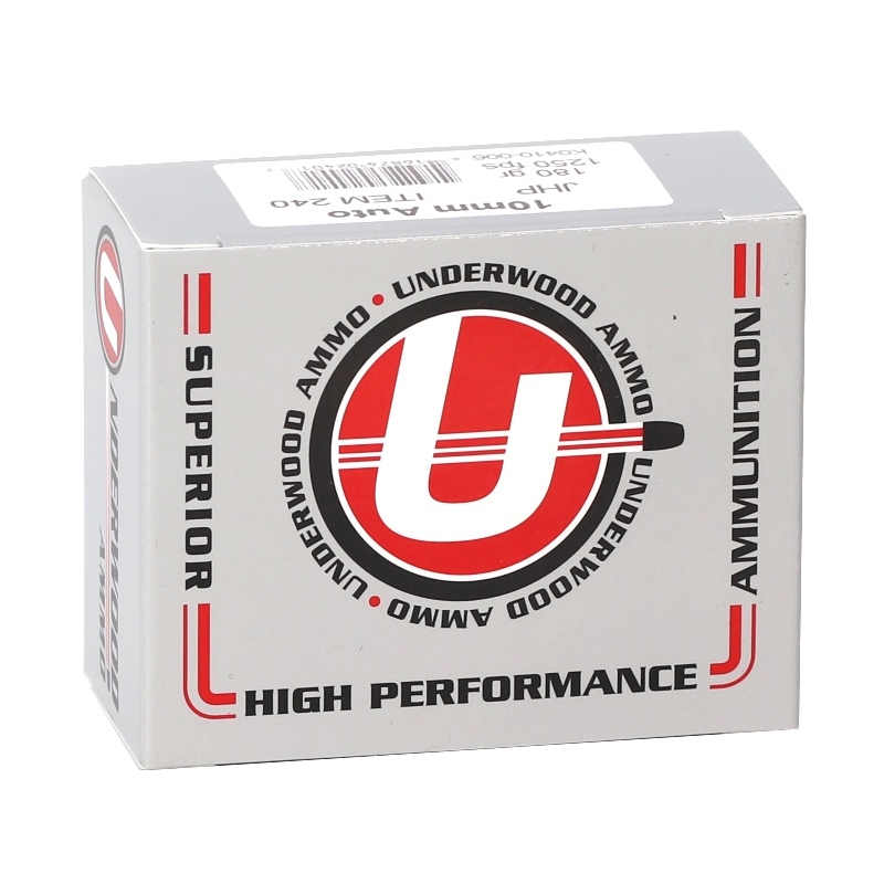 Underwood 10mm Auto Ammo 180 Grain Jacketed Hollow Point