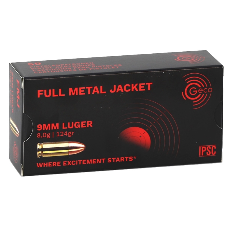 Geco 9mm Luger Ammo 124 Grain Full Metal Jacket 