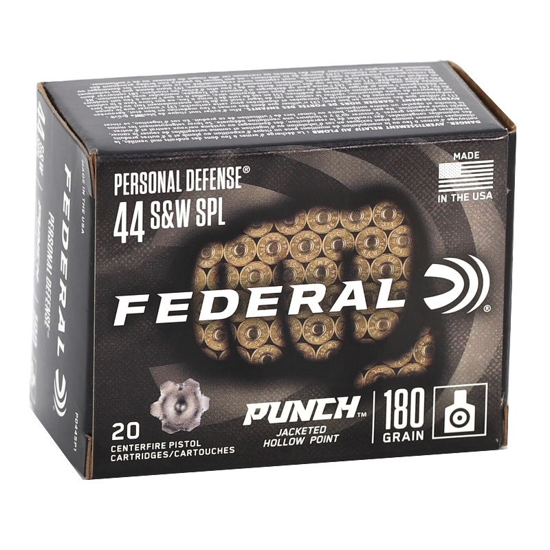 Federal Personal Defense Punch 44 Special Ammo 180 Grain Jacketed Hollow Point