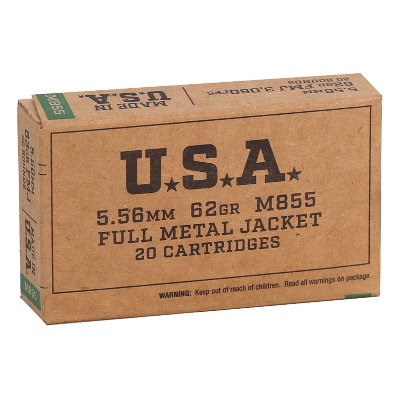 Winchester Lake City M855 5.56x45mm NATO Ammo 62 Gr Green Tip FMJ ...