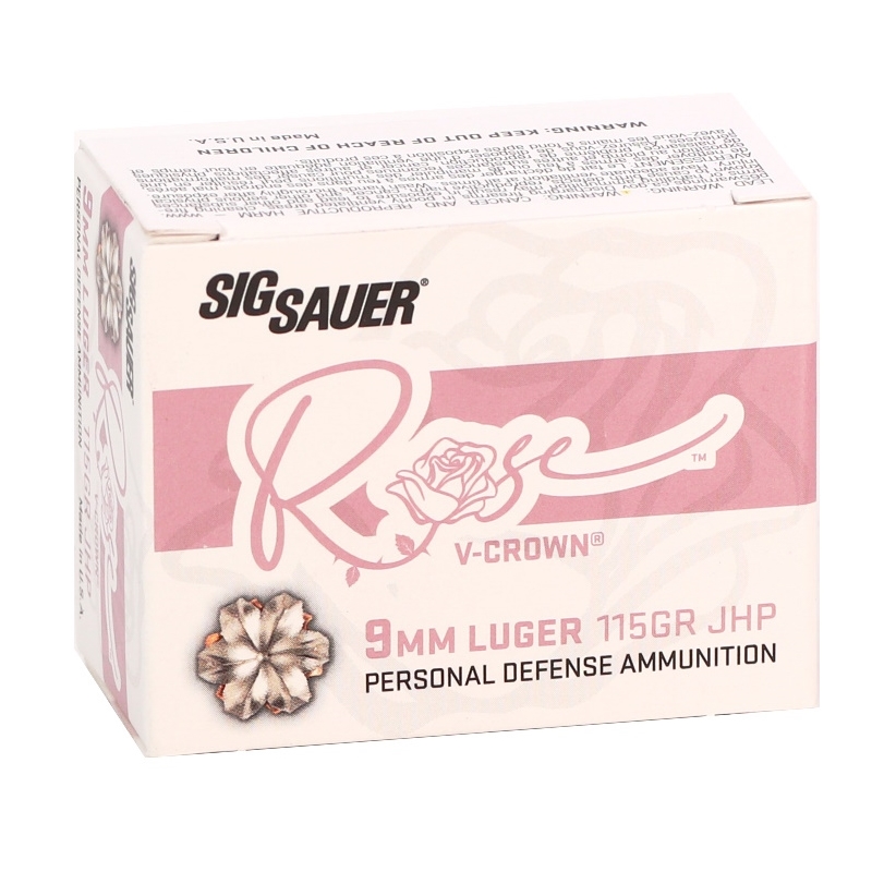 SIG Sauer Rose V-Crown 9mm Luger Ammo 115 Grain Jacketed Hollow Point