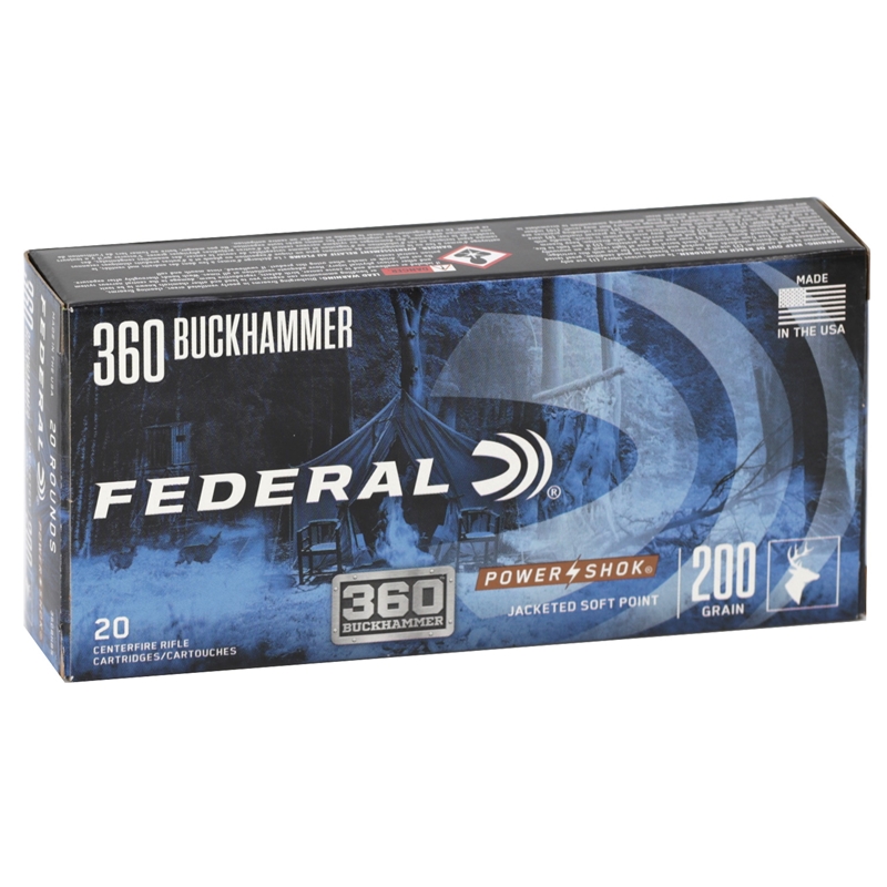Federal Premium Power-Shok 360 Buckhammer Ammo 200 Grain Jacketed Soft Point