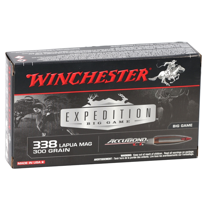 Winchester Expedition Big Game 338 Lapua Magnum Ammo 300 Grain Controlled Expansion Polymer Tip 
