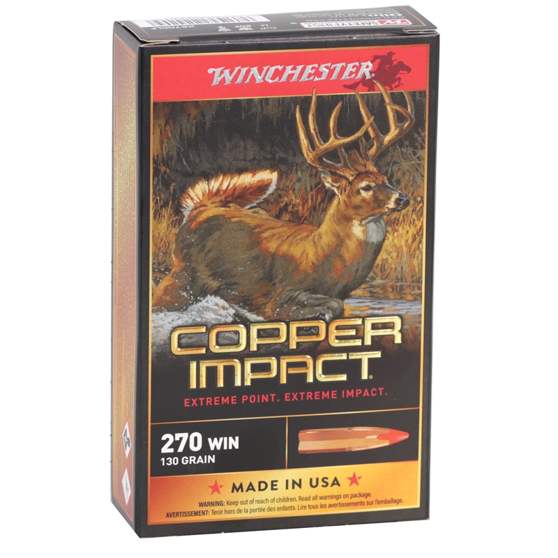Winchester Copper Impact 270 Winchester Ammo 130 Grain Extreme Point