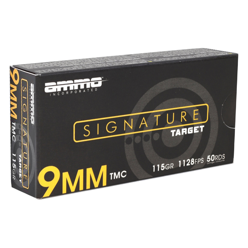 Ammo Inc Signature Target 9mm Luger Ammunition 115 Grain Total Metal Jacket - 9115TMC-A50