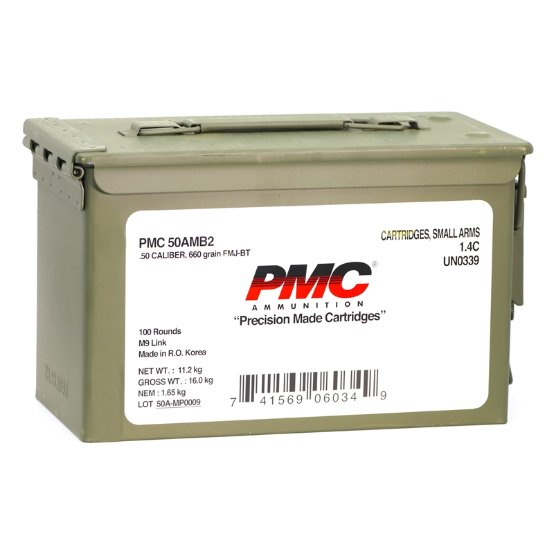 PMC X-Tac Match 50 BMG Ammo 660 Grain Full Metal Jacket Boat Tail Linked