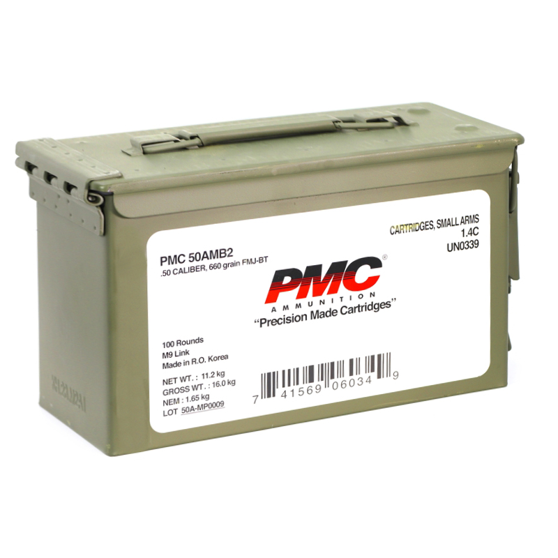 PMC X-Tac Match 50 BMG Ammo 660 Grain Full Metal Jacket Boat Tail Linked