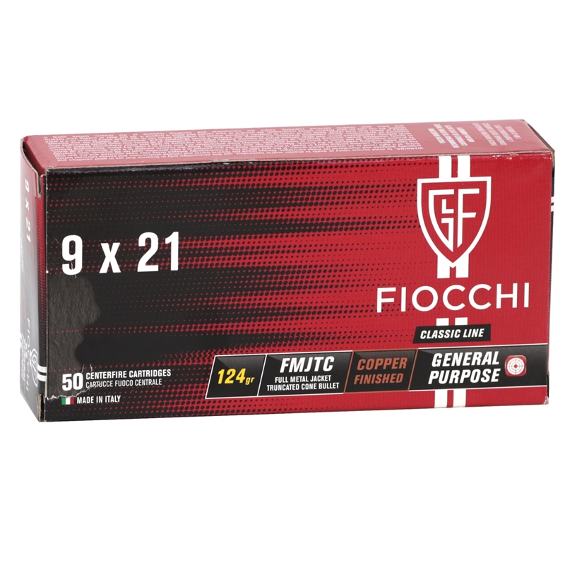 Fiocchi Classic Line 9x21 IMI Ammo 124 Grain Full Metal Jacket Truncated Cone 