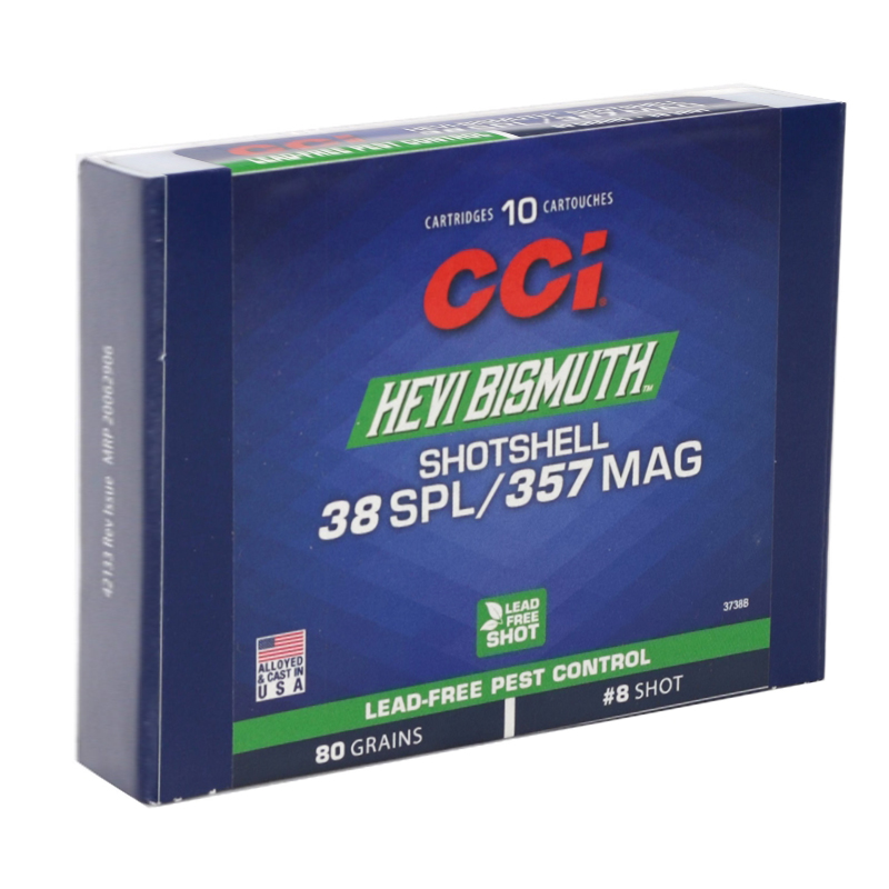 CCI Pest Control HEVI-Bismuth 357 Magnum/38 Special Ammo 80 Grain #8 Shot 