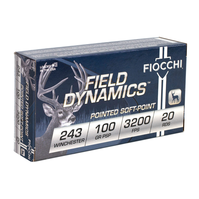 Fiocchi Field Dynamics 243 Winchester Ammo 100 Grain Pointed Soft Point