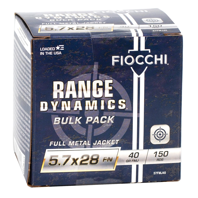 Fiocchi Range Dynamics 5.7x28mm Ammo 40 Grain Full Metal Jacket