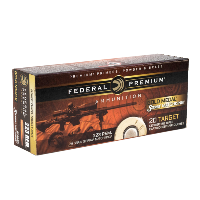 Federal Gold Medal 223 Remington Ammo 69 Grain Sierra MatchKing Hollow Point