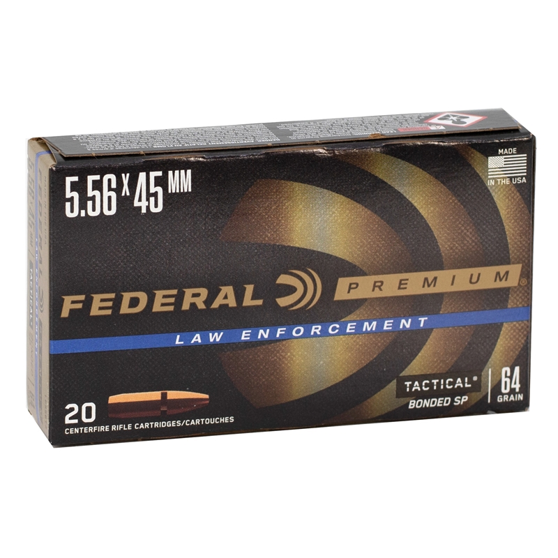 Federal Law Enforcement 5.56x45mm Ammunition 64 Grain Bonded Soft Point - LE556T4