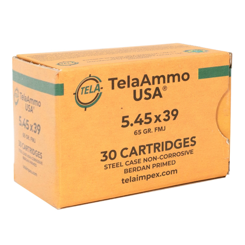 TelaAmmo 5.45x39mm Ammo 65 Grain Full Metal Jacket Steel Case