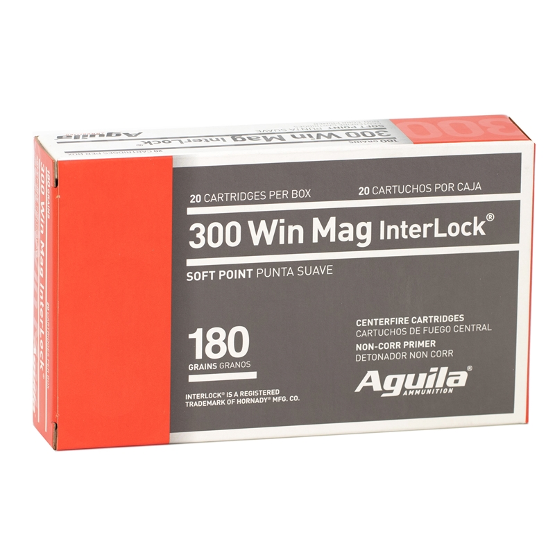 Aguila Interlock 300 Winchester Magnum Ammo 180 Grain Boat Tail Soft Point